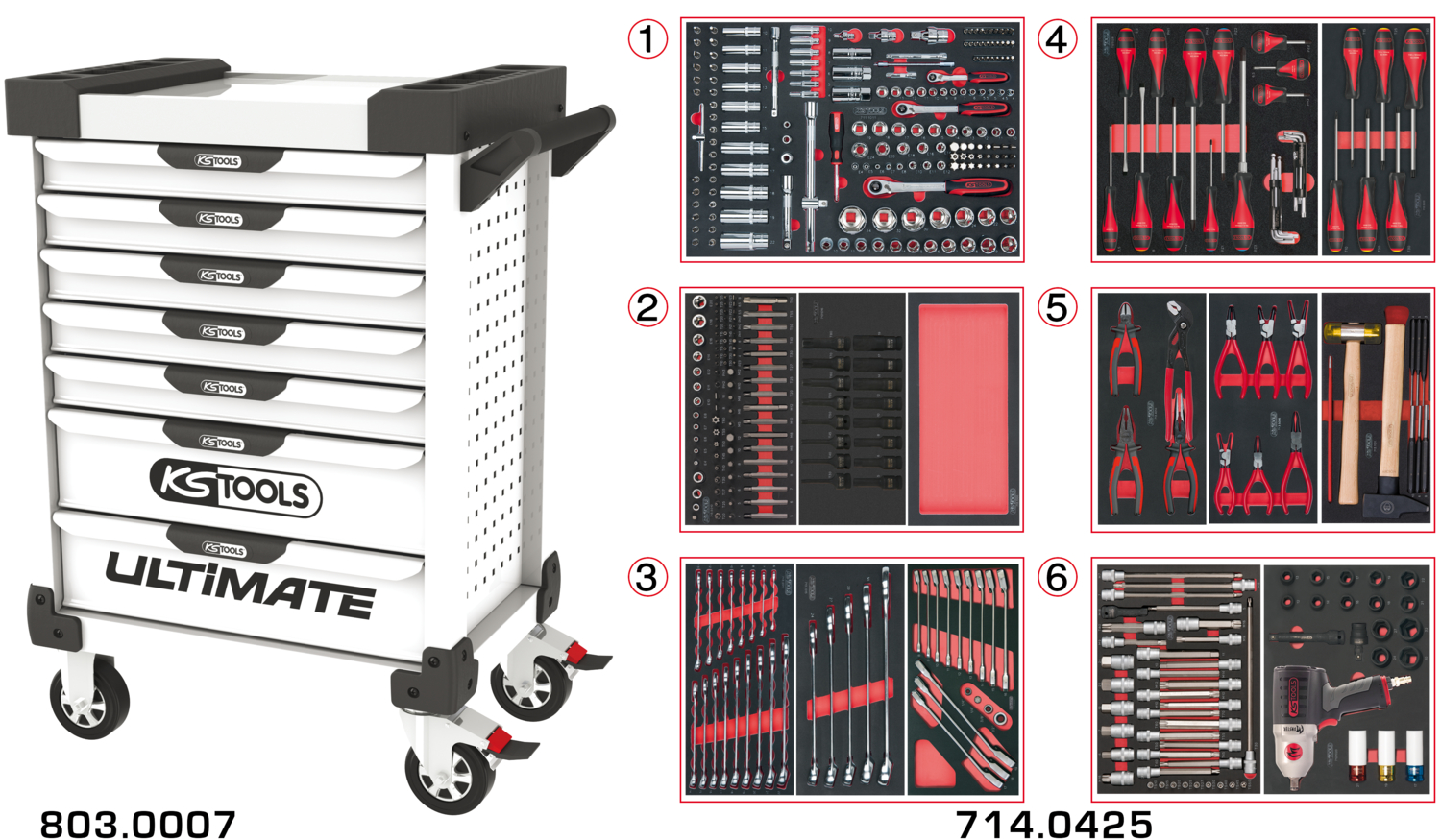 KS Tools - Servante ULTIMATE XL 7 tiroirs équipée de 428 outils